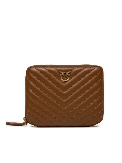 PINKO TAYLOR Quilted Portfel zapinany na suwak skóra-antyczne złoto - Portfele damskie
