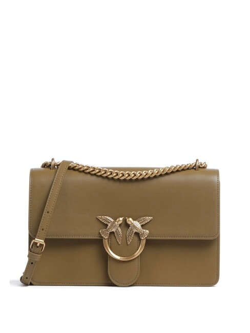 PINKO CLASSIC LOVE BAG Jedna prosta torba plantacja-antyczne złoto - Torby damskie
