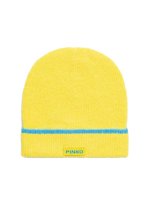 PINKO SERRADE Czapka beanie z mankietem żółty/niebieski - Włosy