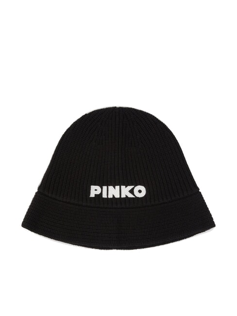 PINKO MINSKIN Czapka rozkloszowana z wełny czarna limuzyna - Włosy