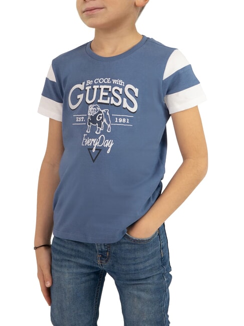 GUESS KIDS Koszulka z nadrukiem papier indygo - Koszulka dziecięca