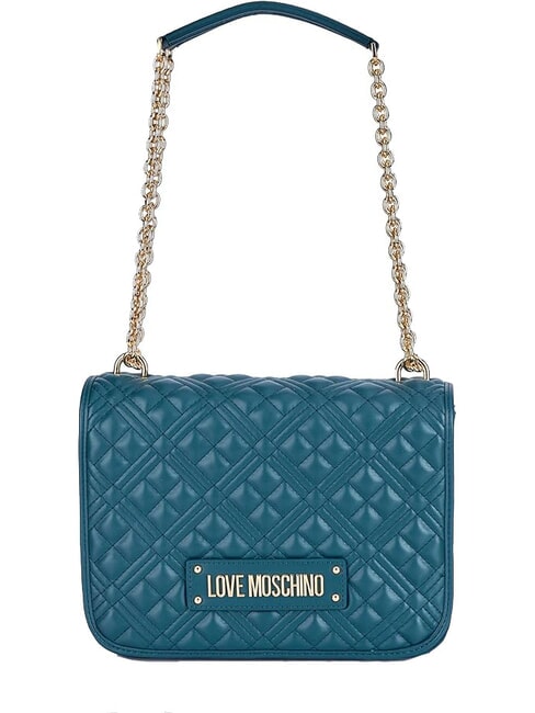 LOVE MOSCHINO QUILTED GOLD CHAIN Torba na ramię / torba crossbody szmaragd - Torby damskie