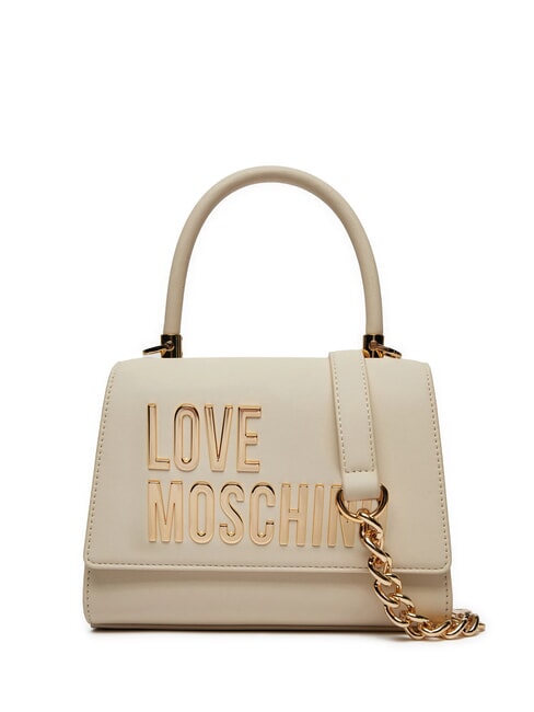 LOVE MOSCHINO LETTERING Mała torebka z paskiem na ramię kość słoniowa - Torby damskie