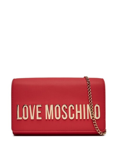 LOVE MOSCHINO GOLD LETTERING Chain Torebka kopertówka z paskiem na ramię CZERWONY - Torby damskie