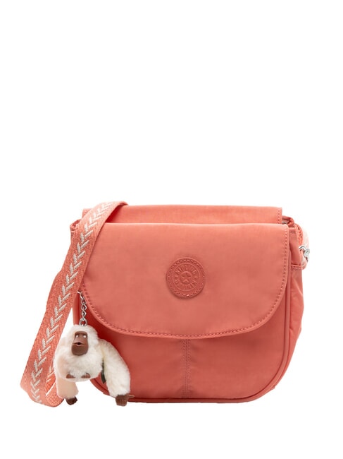 KIPLING CATIA Mała torba na ramię z klapką różowa, futrzana małpka w stylu vintage - Torby damskie