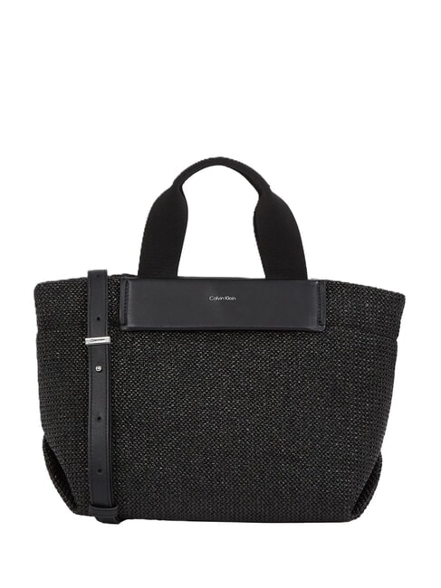 CALVIN KLEIN CK RAFFIA Torebka z paskiem na ramię czarny - Torby damskie