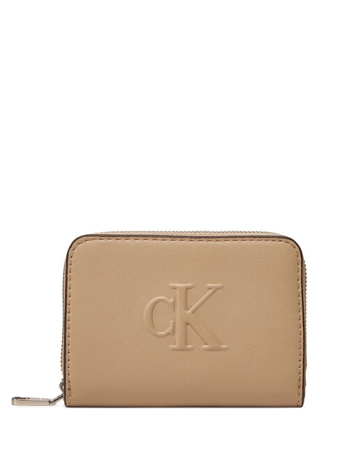 CALVIN KLEIN SCULPTED Med Portfel zapinany na suwak porcelana - Portfele damskie