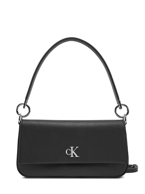 CALVIN KLEIN MINIMAL MONOGRAM Torba na ramię z paskiem na ramię na czarno - Torby damskie