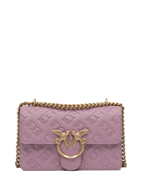 PINKO LOVE ONE MINI Mała torebka na ramię / torba crossbody fioletowo-antyczne złoto - Torby damskie