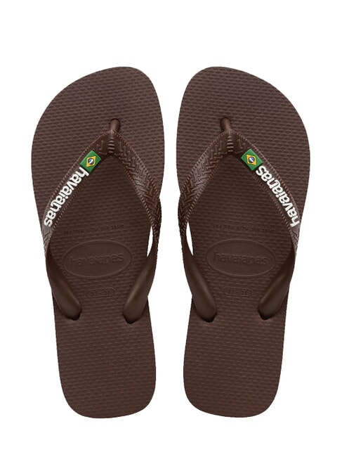 HAVAIANAS BRASIL LOGO Klapki  ciemnobrązowy/biały - Buty uniseks