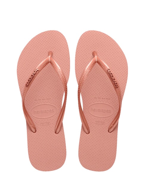 HAVAIANAS SLIM LOGO Klapki krokus różany/złoty rumieniec - Buty damskie