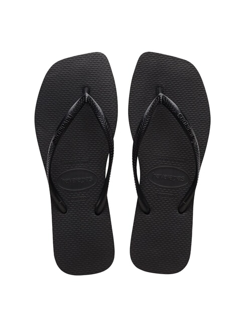 HAVAIANAS SLIM SQUARE Klapki z kwadratowym noskiem CZARNY - Buty damskie
