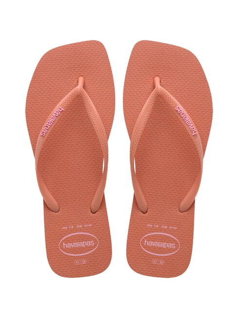 HAVAIANAS SQUARE LOGO Klapki różowa glinka - Buty damskie