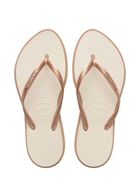 HAVAIANAS SLIM POINT Klapki różowe złoto/beż - Buty damskie