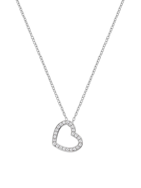 AMEN DIAMONDS Srebrny naszyjnik serce z cyrkonią rod - Naszyjniki
