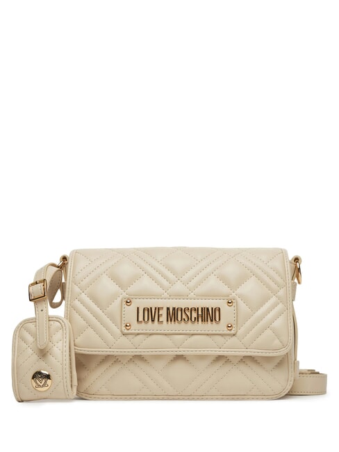 LOVE MOSCHINO QUILTED S Mała torba na ramię kość słoniowa - Torby damskie
