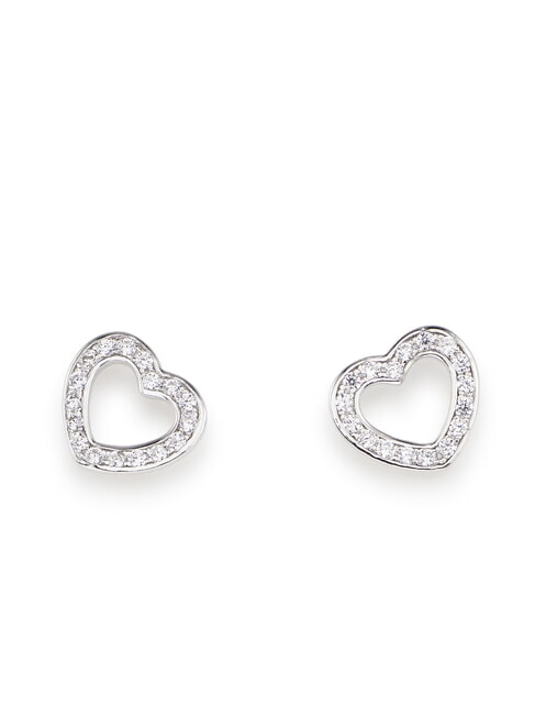 AMEN DIAMONDS Srebrne kolczyki w kształcie serca rod - Kolczyki