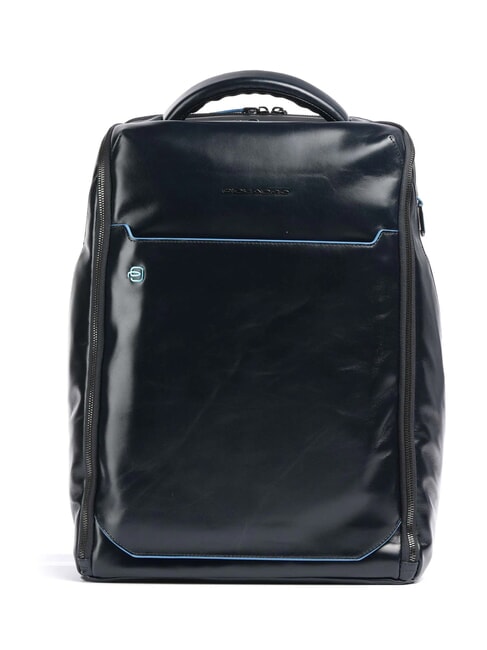 PIQUADRO BLUE SQUARE Plecak skórzany na laptopa 15,6" niebieski - Plecaki na laptopa do pracy