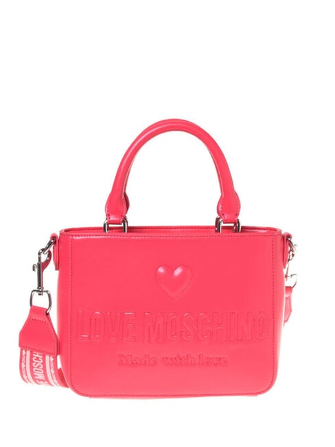 LOVE MOSCHINO MADE WITH LOVE Mała torebka z paskiem na ramię fuksja - Torby damskie