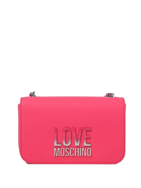 LOVE MOSCHINO LETTERING BICOLOR Torba na ramię fuksja - Torby damskie