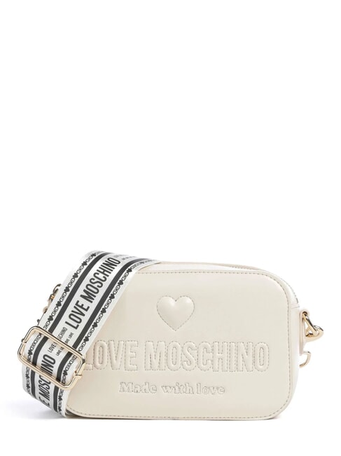 LOVE MOSCHINO MADE WITH LOVE Mała torba na ramię kość słoniowa - Torby damskie