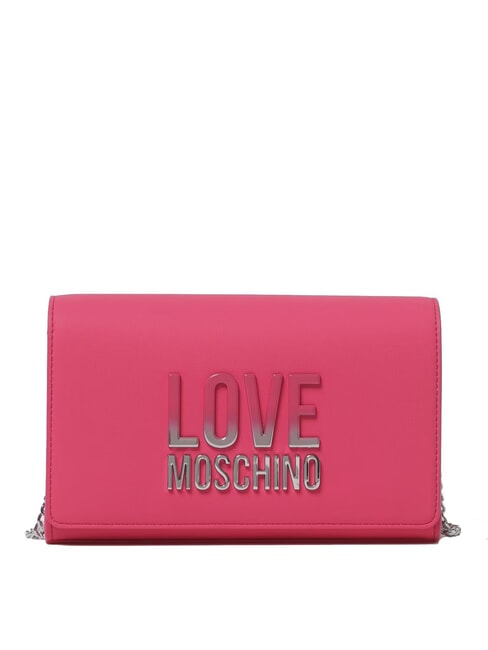 LOVE MOSCHINO CHAIN Lettering Torba na ramię fuksja - Torby damskie