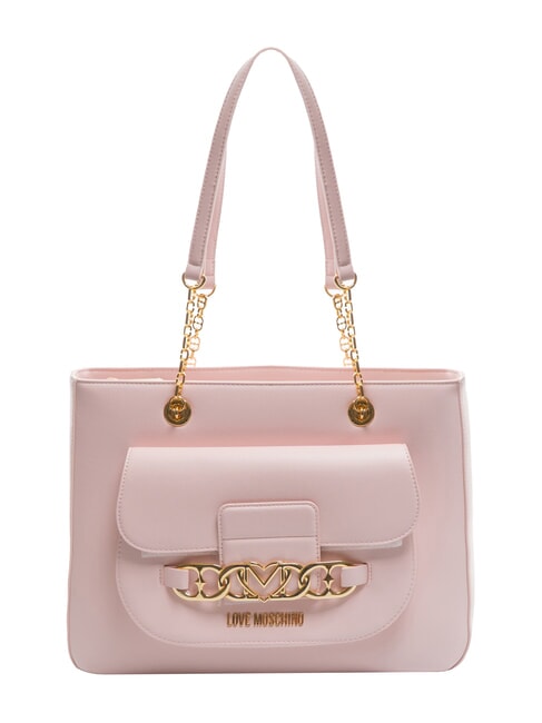 LOVE MOSCHINO HEART CHAIN Torba na ramię Shopper róża - Torby damskie