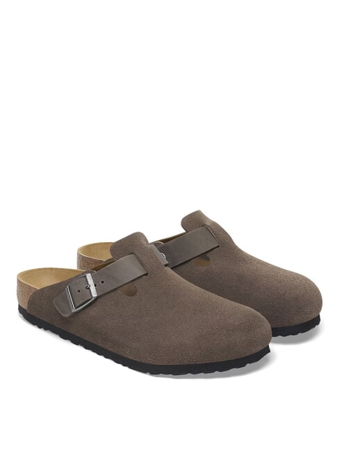 BIRKENSTOCK BOSTON Skórzane pantofle sabot betonowy szary - Buty uniseks