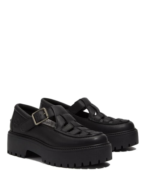 TIMBERLAND STONE STREET BUCKLE Skórzane buty na platformie czarny, pełnoziarnisty - Buty damskie