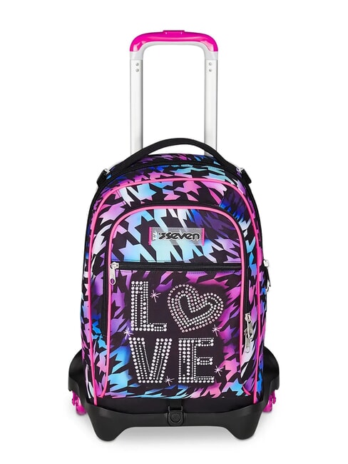 SEVEN GLOW LOVE JACK 3WD Odpinany plecak na kółkach, 3 koła Czarny - Plecaki z wózkiem