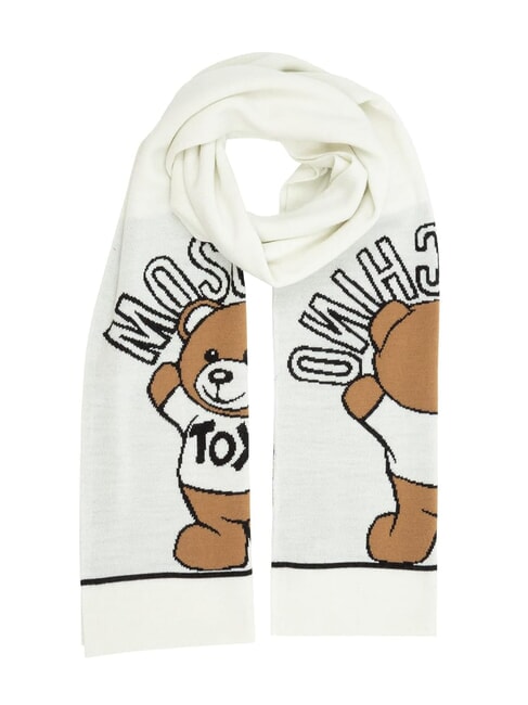 MOSCHINO TEDDY Szalik z mieszanki wełny krem - Szaliki