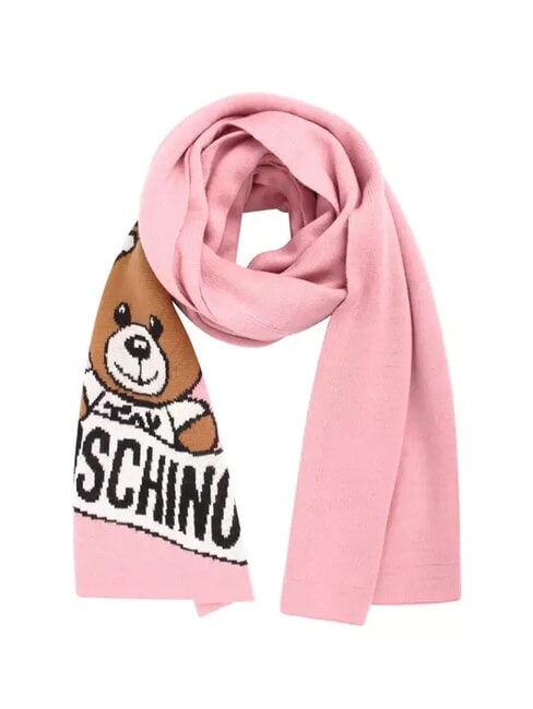 MOSCHINO TEDDY LOGO Szalik z mieszanki wełny róża - Szaliki