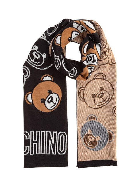 MOSCHINO TOY BEAR Szalik wełniany czarny - Szaliki