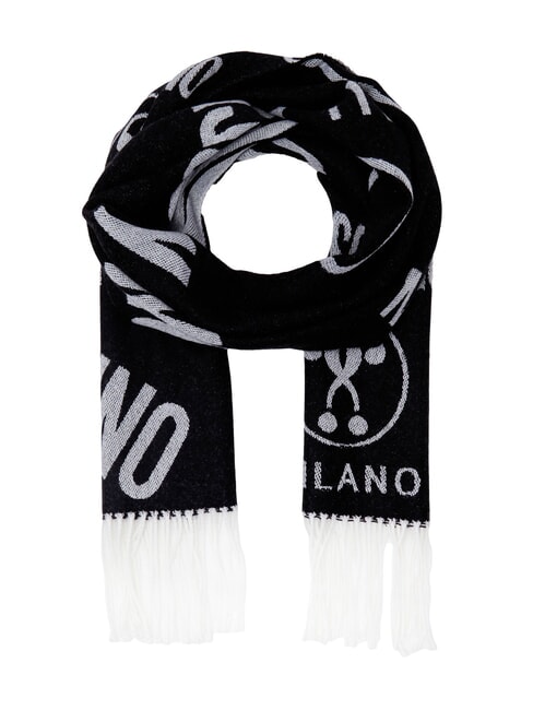 MOSCHINO JACQUARD Szalik z frędzlami czarny - Szaliki