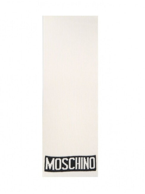 MOSCHINO LOGO Szalik prążkowany krem - Szaliki