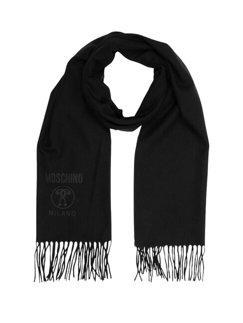 MOSCHINO BASIC Szalik wełniany z frędzlami czarny - Szaliki