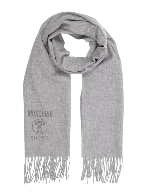 MOSCHINO BASIC Szalik wełniany z frędzlami jasnoszary - Szaliki