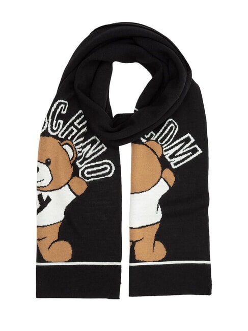 MOSCHINO TEDDY Szalik z mieszanki wełny czarny - Szaliki