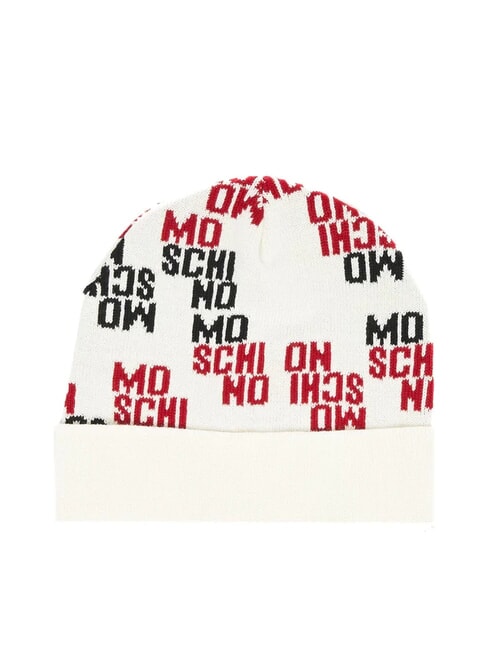 MOSCHINO LOGO BICOLOR Kapelusz z mankietem krem - Włosy