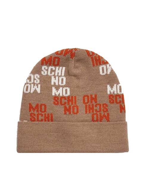 MOSCHINO LOGO BICOLOR Kapelusz z mankietem beżowy - Włosy