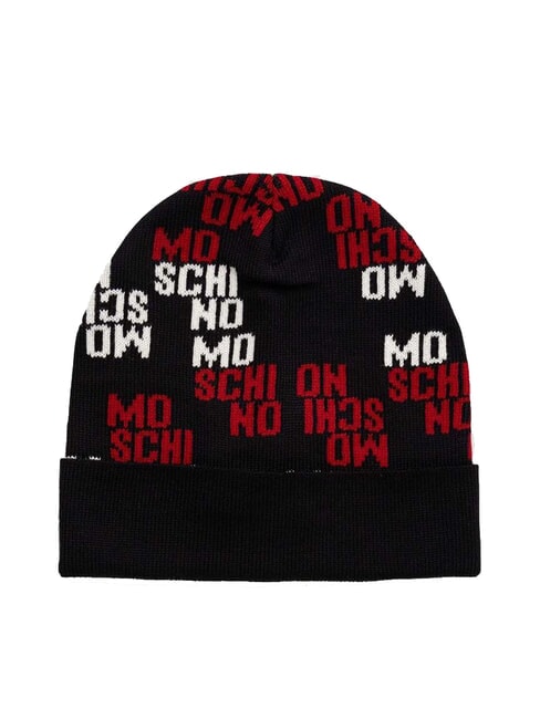MOSCHINO LOGO BICOLOR Kapelusz z mankietem czarny - Włosy