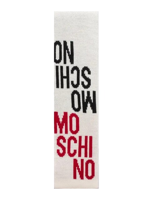 MOSCHINO LOGO BICOLOR Szalik z mieszanki wełny krem - Szaliki