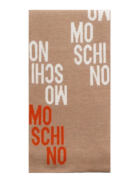 MOSCHINO LOGO BICOLOR Szalik z mieszanki wełny beżowy - Szaliki