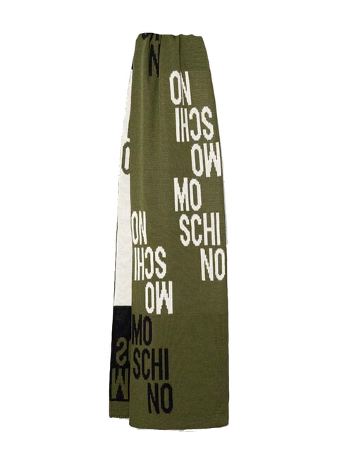 MOSCHINO LOGO BICOLOR Szalik z mieszanki wełny oliwka - Szaliki
