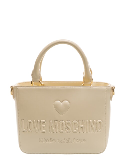 LOVE MOSCHINO MADE WITH LOVE Mała torebka z paskiem na ramię kość słoniowa - Torby damskie