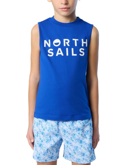 NORTH SAILS PRINTED KIDS Sweter bawełniany z wycięciem na rękę surfować w kolorze niebieskim - Koszulka dziecięca
