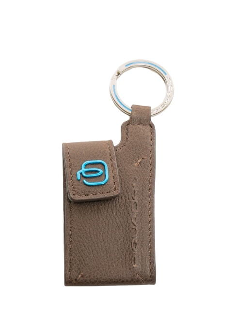 PIQUADRO BLUE SQUARE Skórzany brelok/etui na adres  BRĄZOWY - Brelok