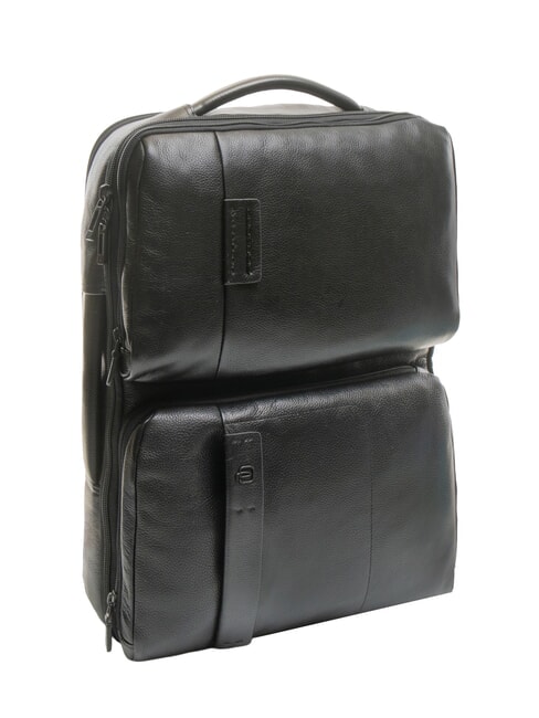 PIQUADRO P15 PLUS Plecak skórzany na laptopa 17" Czarny - Plecaki na laptopa do pracy