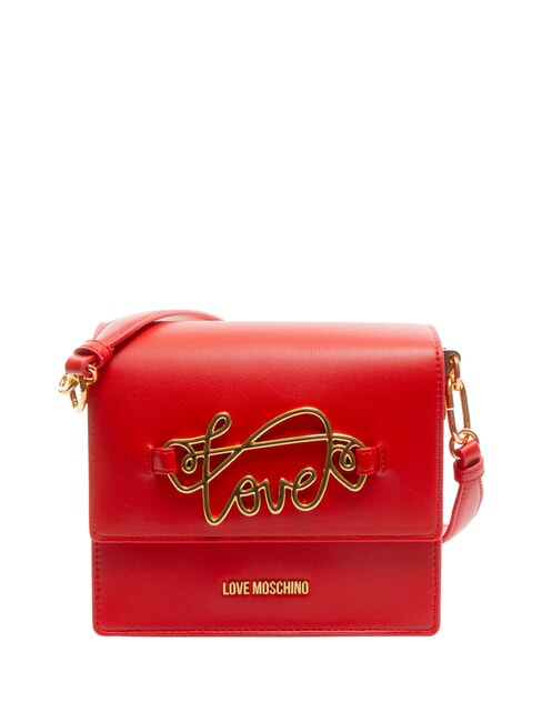 LOVE MOSCHINO CURSIVE LOGO Torba na ramię z paskiem na ramię CZERWONY - Torby damskie