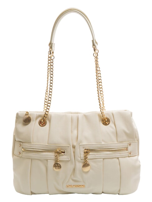 LOVE MOSCHINO ZIPPER Torba na ramię kość słoniowa - Torby damskie